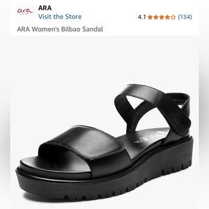 Ara black platform Velcro strap Bilbao sandal EU 37 6.5-7